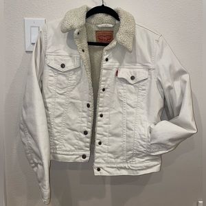 Levi’s Off White Sherpa Trucker Denim Jacket